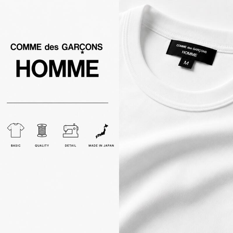 OMMEdesGARCONSHOMMEコムデギャルソンオムTシャツメンズ半袖ロゴTシャツクルーネック白黒ホワイトブラック綿100%コットン日本製ロゴカットソートップスメンズブランドおしゃれシンプルHP-T101-051