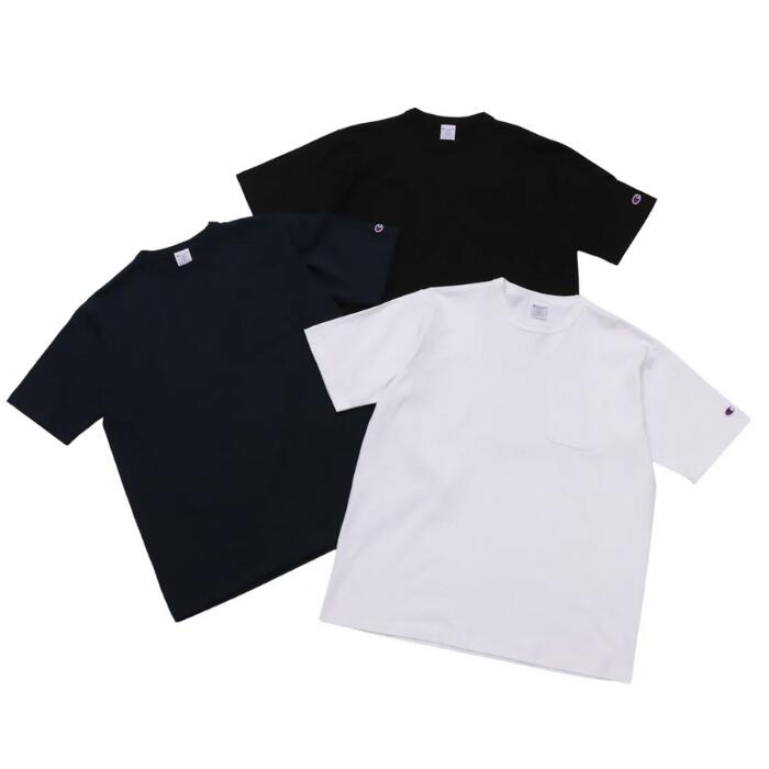 ChampionチャンピオンTシャツT1011USAアメリカ製ポケット無地メンズレディース綿100ヘビーウェイト半袖カレッジアメカジ定番Tシャツ厚手丸胴バインダーネック7オンスC5-B302