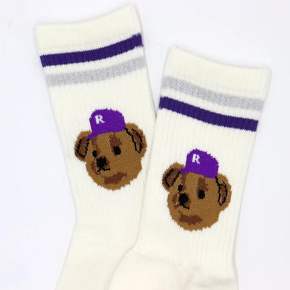 ROSTERSOX靴下メンズレディース日本製かわいい吸汗抗菌防臭パイルクッションロースターソックスキャラクタークマベアー野球白黒ホワイトブラックプレゼントRS-488