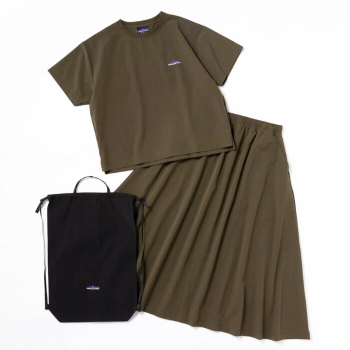 サウザンドマイルTHOUSANDMILEセットアップ3点セットショートスリーブTシャツ＆スカートセットナップザック付きレディースバッグカットソー撥水ストレッチUVカット速乾イージーケアTM261NP00032
