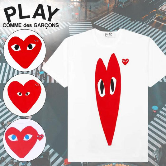 COMMEdesGARCONSコムデギャルソンPLAYプレイハートロゴブランドティーシャツ綿100半袖TシャツカットソーメンズレディースユニセックスギャルソンshirtロゴTシャツブランドロゴ刺繍ブランドおしゃれプレゼントギフト白日本製