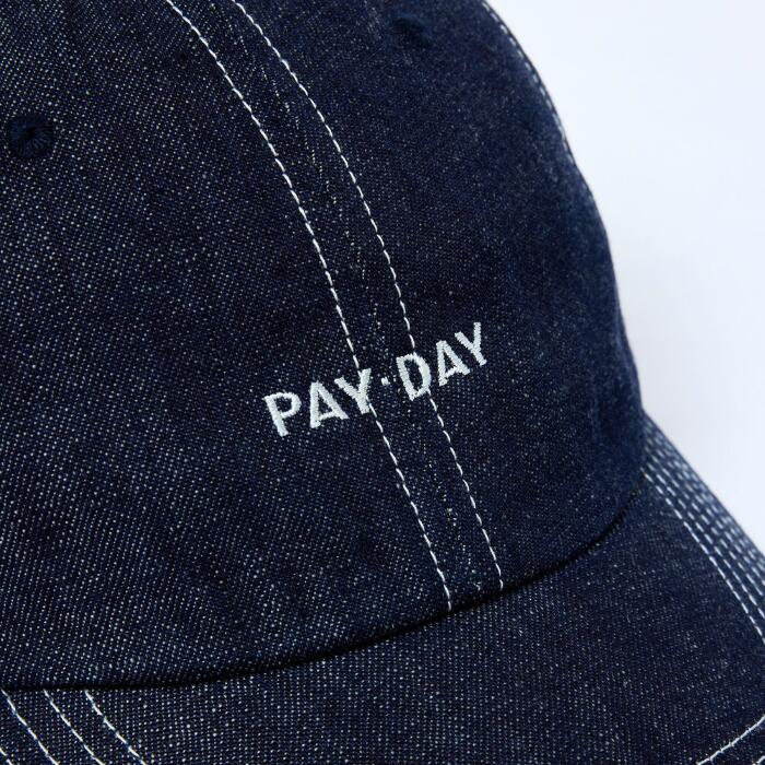 PAY･DAYペイデイエンブロイダリーヴィンテージキャップ帽子メンズレディースユニセックスフリーサイズ日本製綿100％コットンリジット生デニム刺?ロゴビンテージEMBROIDERYVINTAGECAPPD29-AC-6