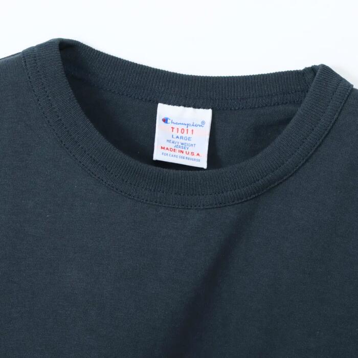 ChampionチャンピオンTシャツT1011USAアメリカ製ポケット無地メンズレディース綿100ヘビーウェイト半袖カレッジアメカジ定番Tシャツ厚手丸胴バインダーネック7オンスC5-B302