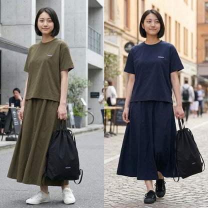 サウザンドマイルTHOUSANDMILEセットアップ3点セットショートスリーブTシャツ＆スカートセットナップザック付きレディースバッグカットソー撥水ストレッチUVカット速乾イージーケアTM261NP00032