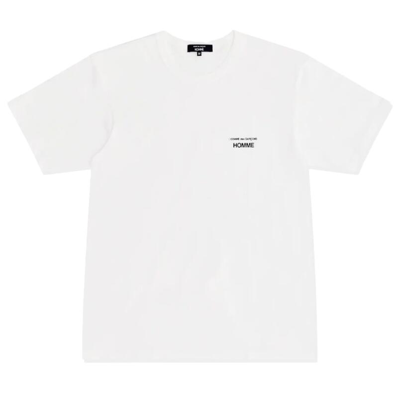 OMMEdesGARCONSHOMMEコムデギャルソンオムTシャツメンズ半袖ロゴTシャツクルーネック白黒ホワイトブラック綿100％コットン日本製ロゴカットソートップスメンズブランドおしゃれシンプルHP-T101-051