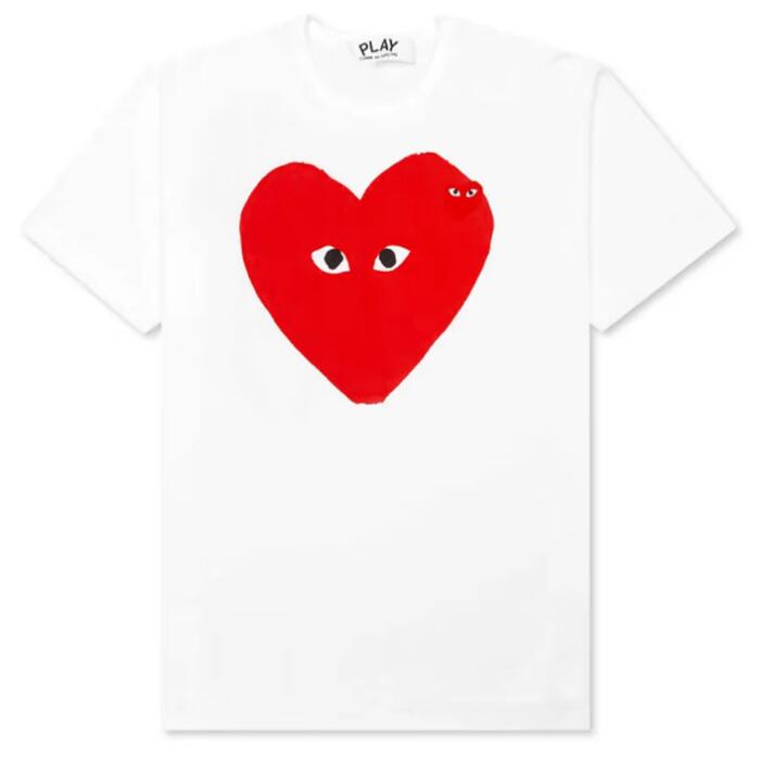 COMMEdesGARCONSコムデギャルソンPLAYプレイハートロゴブランドティーシャツ綿100半袖TシャツカットソーメンズレディースユニセックスギャルソンshirtロゴTシャツブランドロゴ刺繍ブランドおしゃれプレゼントギフト白日本製