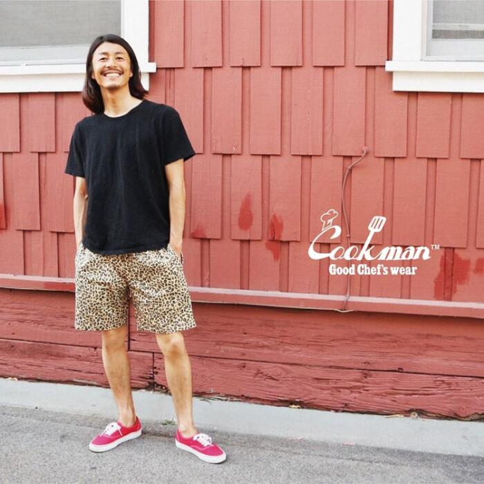 COOKMANクックマンシェフパンツショートパンツアニマル柄ハーフパンツ半ズボンメンズレディースシェフパンChefPantsヒョウ柄レオパードカウウシタイガートラジラフゼブラ牛虎キリンシマウマトータスシェルウミガメ