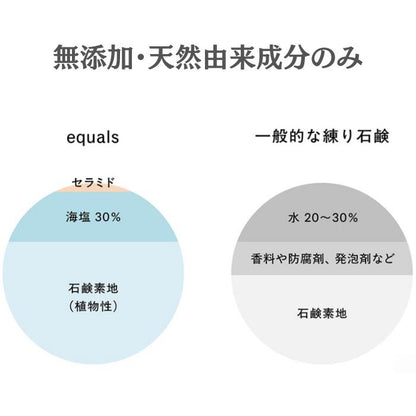 洗顔石鹸無添加低刺激敏感肌乾燥肌塩セラミド椿シードアスタキサンチンequalsイコールズギフトプレゼントもっちりしっとりエイジングケア20代30代40代50代