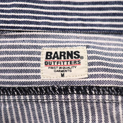 バーンズアウトフィッターズBARNSOUTFITTERSメンズレディースユニセックス綿100ハーフジップワークシャツデニムヒッコリーシャツプルオーバーメンズロールROLLワッペン半袖TシャツBR-20210