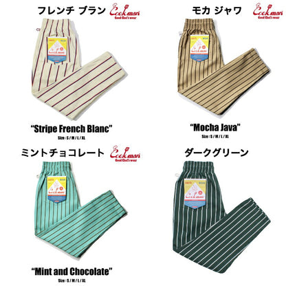 [COOKMAN]正規品ChefPantsStripeクックマンシェフパンツストライプブラックオリーブネイビーブラウングレーミントグリーン