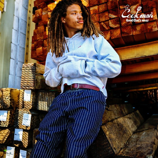 [COOKMAN]正規品カーペンターズパンツCarpenter'sPantsブラッククリームデニムヒッコリーベルトループハンマーループ付