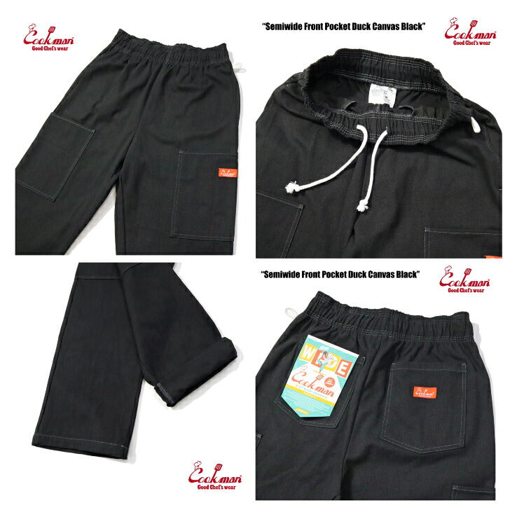 [COOKMAN]正規品シェフパンツChefPantsSemiwideFrontPocketDuckCanvasセミワイドフロントポケットダックキャンバスブラックオリーブピーナッツ