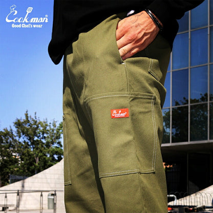 [COOKMAN]正規品シェフパンツChefPantsSemiwideFrontPocketDuckCanvasセミワイドフロントポケットダックキャンバスブラックオリーブピーナッツ