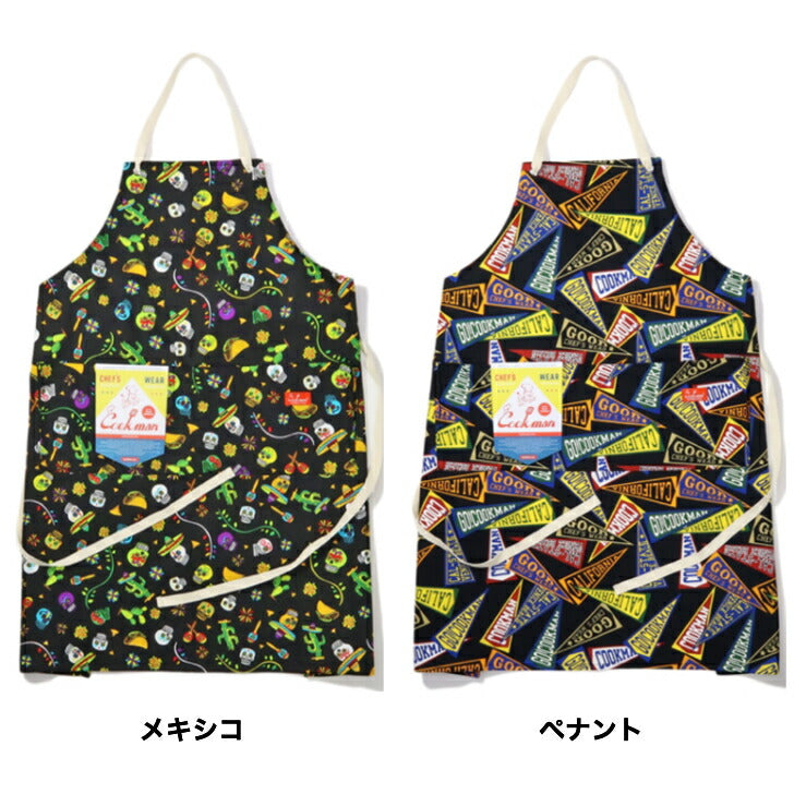 正規品COOKMANワイドポケットエプロンWidePocketApronメキシコペナントストライプスカルチェッカーフリーサイズ