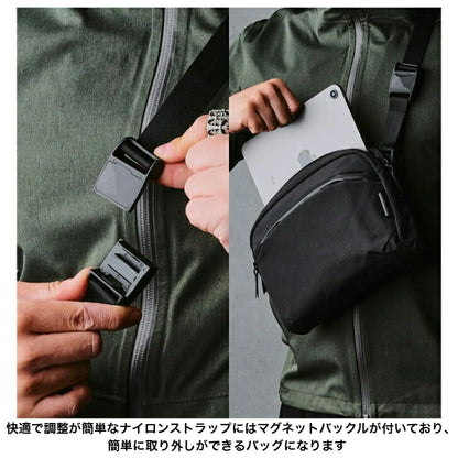 [ALPAKA/アルパカ]FLIGHTSLINGスリングボディバッグショルダーバッグ斜め掛け通勤旅行ビジネス撥水メンズレディースipadminiスイッチ収納