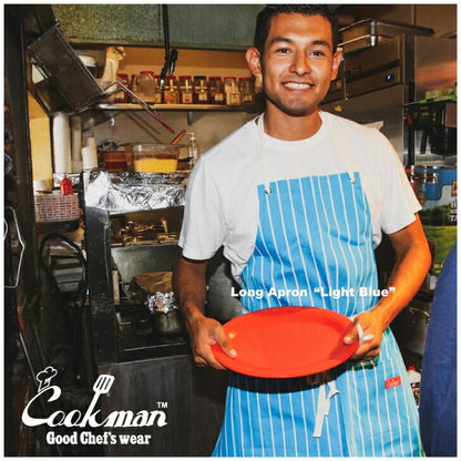 【数量限定おまけ付】クックマンエプロンCookmanロングエプロンストライプワイドストライプLongApronおしゃれメンズレディースブラックネイビーオレンジピンクブルー