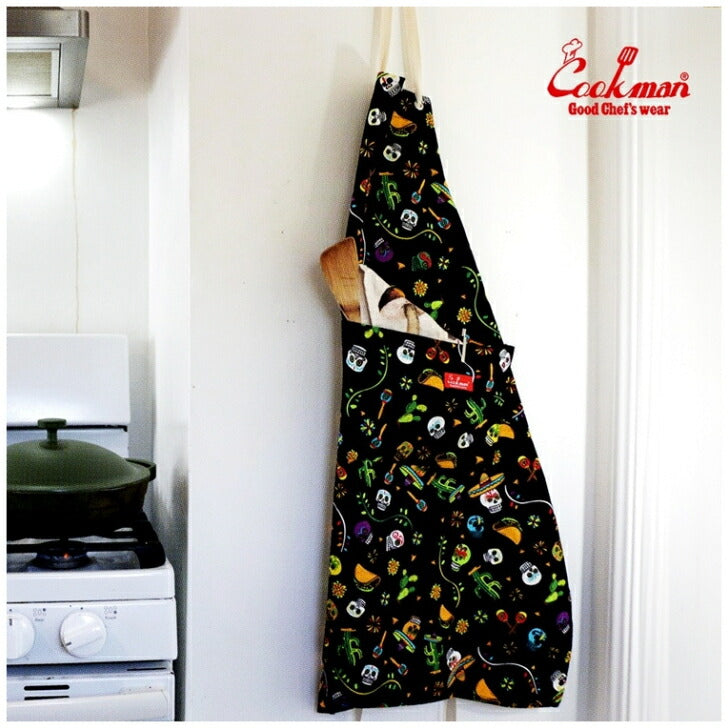 【数量限定おまけ付】COOKMANクックマンワイドポケットエプロンおしゃれメンズレディースWidePocketApronメキシコペナントストライプスカルチェッカーフリーサイズ