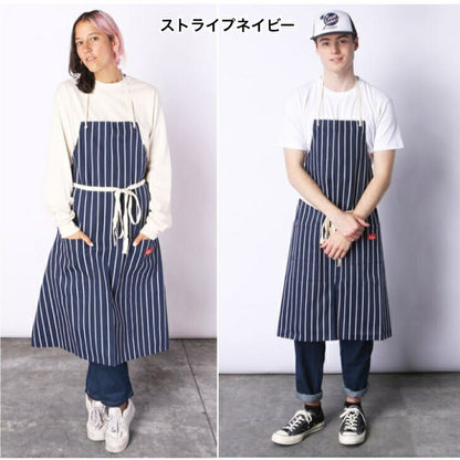 【数量限定おまけ付】クックマンエプロンCookmanロングエプロンストライプワイドストライプLongApronおしゃれメンズレディースブラックネイビーオレンジピンクブルー