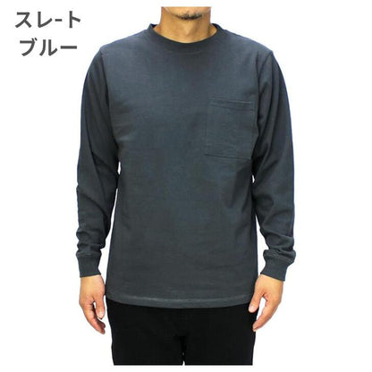 GoodwearグッドウェアポケットロングTシャツ長袖レギュラーポケT無地メンズレディースTシャツUSAコットン7.6オンスヘビーウェイト
