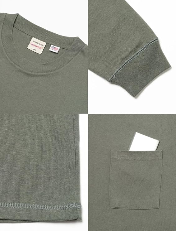 GoodwearグッドウェアポケットロングTシャツ長袖レギュラーポケT無地メンズレディースTシャツUSAコットン7.6オンスヘビーウェイト