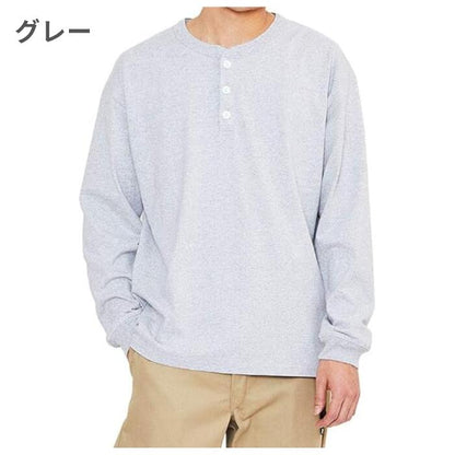 GoodwearグッドウェアロングTシャツヘンリーネックメンズレディース無地長袖ロンTレギュラーTシャツUSAコットン7.6オンスヘビーウェイト