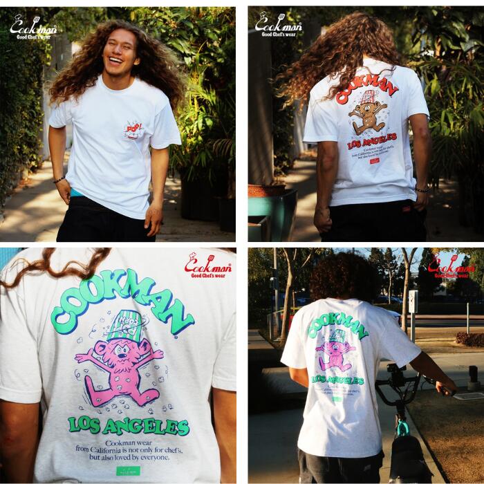 COOKMANクックマンTシャツメンズレディース半袖プリント英語2025新作ピザハンバーガーポップコーン目玉焼き新幹線