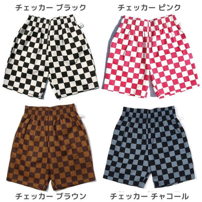 COOKMANクックマンシェフパンツハーフパンツショートパンツチェッカーチェック柄半ズボンメンズレディースシェフパンChefPantsストリートスケボーブラックピンクチャコールブラウングレーセットアップコーデワイドパンツルーズパンツ