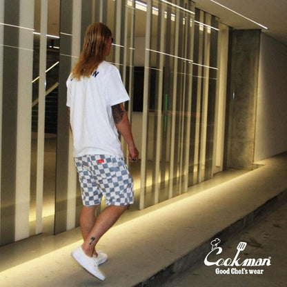 COOKMANクックマンシェフパンツハーフパンツショートパンツチェッカーチェック柄半ズボンメンズレディースシェフパンChefPantsストリートスケボーブラックピンクチャコールブラウングレーセットアップコーデワイドパンツルーズパンツ