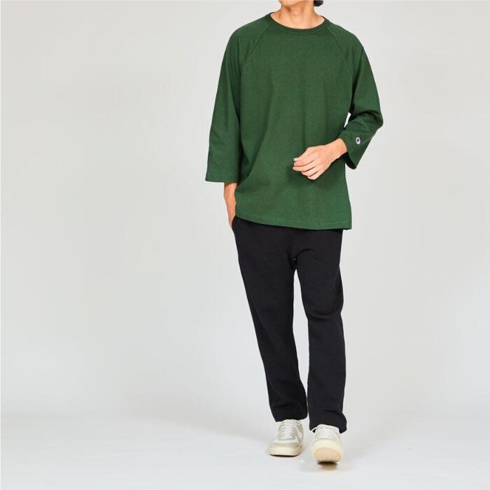 チャンピオンメンズレディースT1011七分袖Tシャツティーテンイレブンラグラン3/4スリーブアメリカ製MADEINUSA無地白黒紺緑ホワイトブラックネイビートップスC5?B401