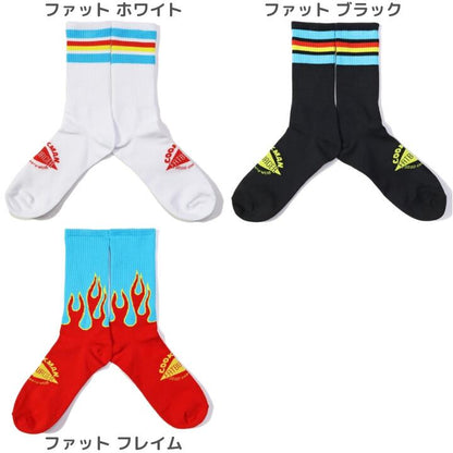 Cookmanクックマン靴下ソックスメンズレディースクルーソックスリブクルーソックスブラックホワイトレッドペイズリーバンダナLAロサンゼルススーパーマーケットビールフレイムFATBURGERFATLOGO