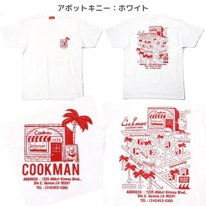 COOKMANクックマンTシャツ半袖メンズレディース黒白ブラックホワイトTMPaintプリントイラストかわいい夏ハンバーガーホットドッグピザパーティーアボットキニー