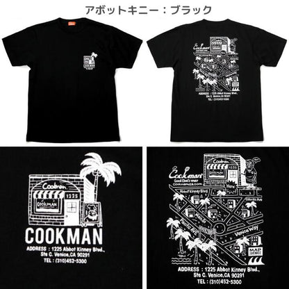 COOKMANクックマンTシャツ半袖メンズレディース黒白ブラックホワイトTMPaintプリントイラストかわいい夏ハンバーガーホットドッグピザパーティーアボットキニー