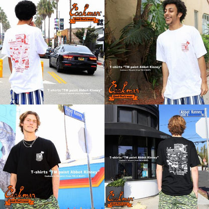 COOKMANクックマンTシャツ半袖メンズレディース黒白ブラックホワイトTMPaintプリントイラストかわいい夏ハンバーガーホットドッグピザパーティーアボットキニー