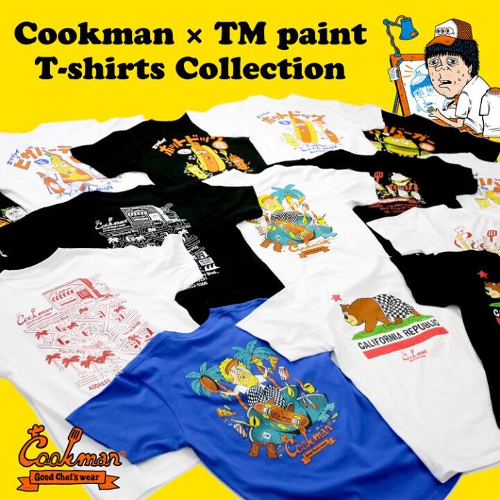 COOKMANクックマンTシャツ半袖メンズレディース黒白ブラックホワイトTMPaintプリントイラストかわいい夏ハンバーガーホットドッグピザパーティーアボットキニー