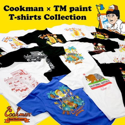 COOKMANクックマンTシャツ半袖メンズレディース黒白ブラックホワイトTMPaintプリントイラストかわいい夏ハンバーガーホットドッグピザパーティーアボットキニー