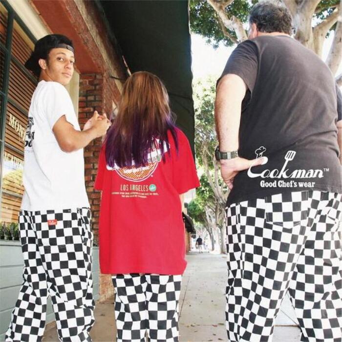 Cookmanクックマンシェフパンツキッズ子供服ロングパンツデニムチェッカーストライプブラックグリーンペイズリーヒョウカウゼブラプレゼントお揃い親子コーデお祝い