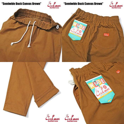 新色入荷！！COOKMANクックマンシェフパンツセミワイドダックキャンバスメンズレディースシェフパン厚手丈夫タフ11oz耐久性無地ブラックブラウンボーダーチェッカーChefPantsSemiwideDuckCanvas