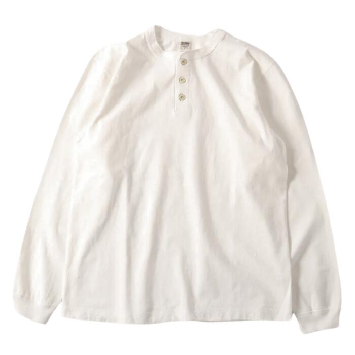 BARNSOUTFITTERS長袖日本製綿100ロンTメンズバーンズCOZUNコズンボタンワークス猫目ボタンヘビーウエイトヘンリーネックオーバーサイズロングTシャツ肉厚大きいサイズBR-3044BSP