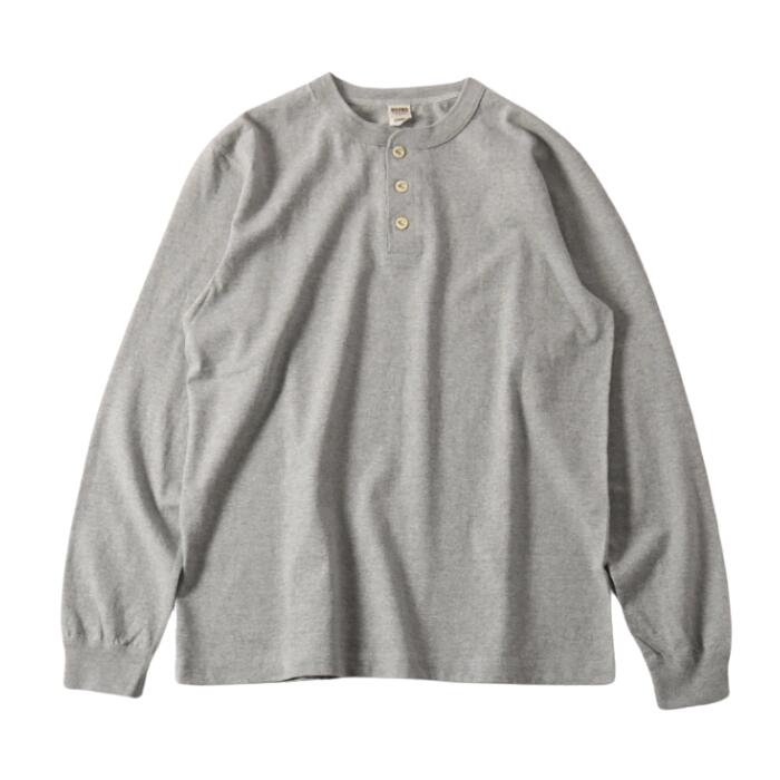 BARNSOUTFITTERS長袖日本製綿100ロンTメンズバーンズCOZUNコズンボタンワークス猫目ボタンヘビーウエイトヘンリーネックオーバーサイズロングTシャツ肉厚大きいサイズBR-3044BSP