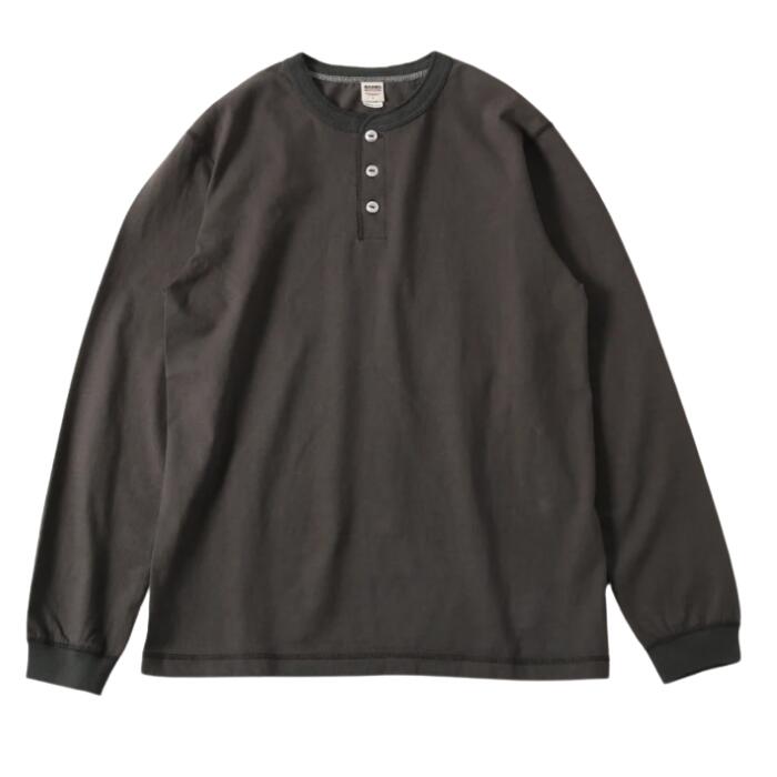 BARNSOUTFITTERS長袖日本製綿100ロンTメンズバーンズCOZUNコズンボタンワークス猫目ボタンヘビーウエイトヘンリーネックオーバーサイズロングTシャツ肉厚大きいサイズBR-3044BSP