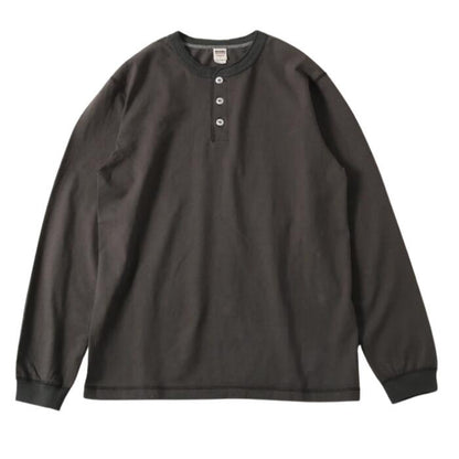 BARNSOUTFITTERS長袖日本製綿100ロンTメンズバーンズCOZUNコズンボタンワークス猫目ボタンヘビーウエイトヘンリーネックオーバーサイズロングTシャツ肉厚大きいサイズBR-3044BSP