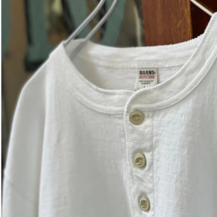 BARNSOUTFITTERS長袖日本製綿100ロンTメンズバーンズCOZUNコズンボタンワークス猫目ボタンヘビーウエイトヘンリーネックオーバーサイズロングTシャツ肉厚大きいサイズBR-3044BSP