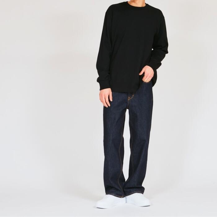 ＼クーポン配布中／ヘインズKUROクロTシャツ長袖ロンT綿100コットン丸胴黒Hanesクルーネック無地シンプル厚手メンズレディースユニセックスカットソーギフトプレゼントヘビーオンスヘビーウエイトブランドHM4-C201