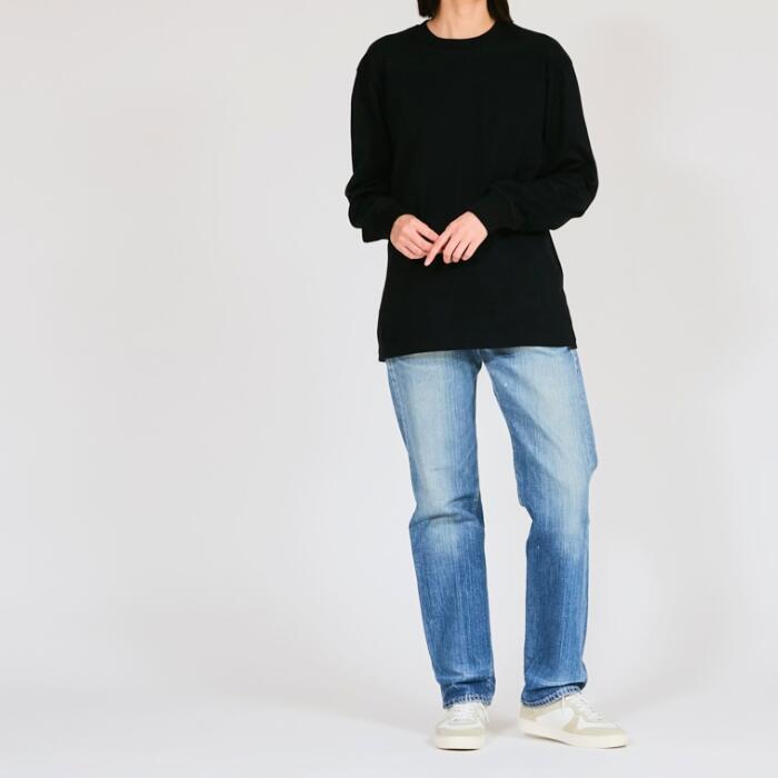 ＼クーポン配布中／ヘインズKUROクロTシャツ長袖ロンT綿100コットン丸胴黒Hanesクルーネック無地シンプル厚手メンズレディースユニセックスカットソーギフトプレゼントヘビーオンスヘビーウエイトブランドHM4-C201