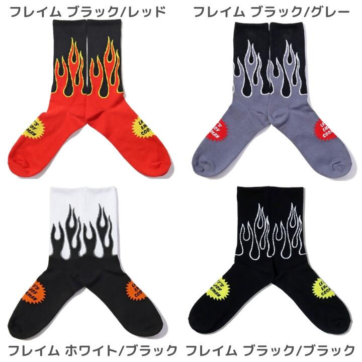 COOKMANクックマン靴下ソックスメンズレディースクルーソックスリブクルーソックスブラックホワイトレッドペイズリーバンダナLAロサンゼルススーパーマーケットビールフレイムFATBURGERFATLOGO