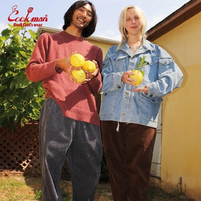 COOKMANクックマンシェフパンツセミワイドコーデュロイパンツシェフパンメンズレディースChefPantsSemiwideCorduroyユニセックス無地プレーンブラックブラウンチャコールダークブラウンダークグリーン