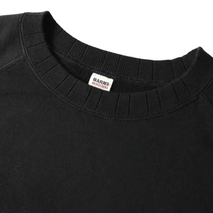 BARNSOUTFITTERS日本製長袖メンズレディース綿100コットンアメカジトレーナースウェットバーンズクルーネックアズマ編み機AZUMA旧式定番針抜きパネルリブラグラン無地シンプル裏起毛あったかBR-5555