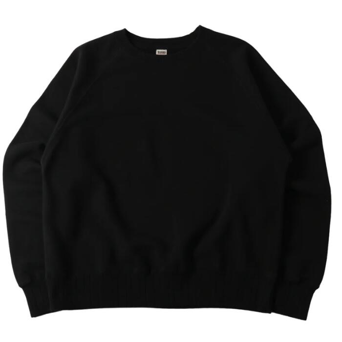 BARNSOUTFITTERS日本製長袖メンズレディース綿100コットンアメカジトレーナースウェットバーンズクルーネックアズマ編み機AZUMA旧式定番針抜きパネルリブラグラン無地シンプル裏起毛あったかBR-5555
