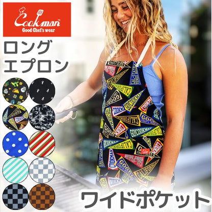 COOKMANクックマンワイドポケットエプロンおしゃれメンズレディースWidePocketApronメキシコペナントストライプスカルチェックドットフリーサイズかわいいプレゼント