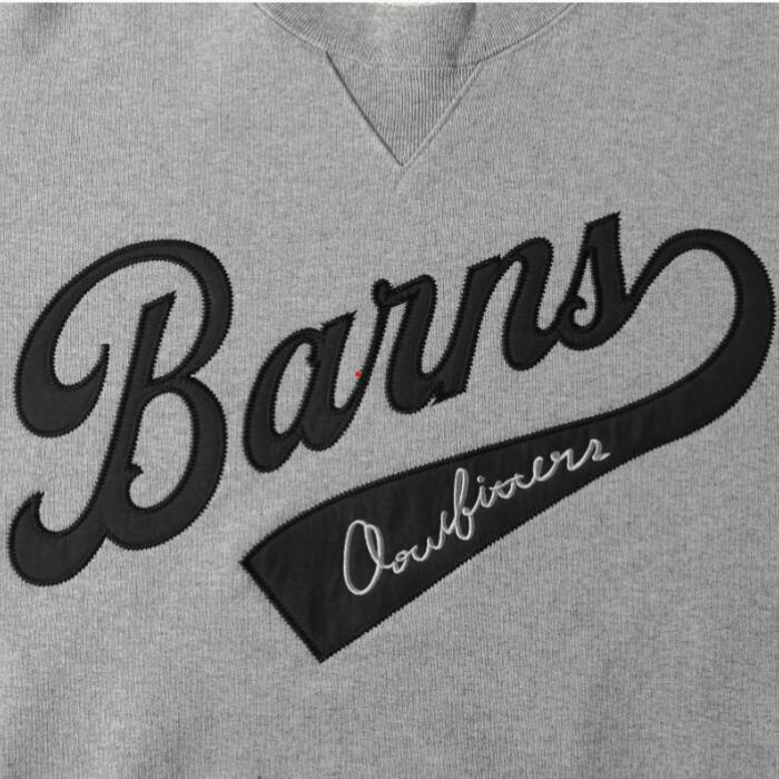 barnsoutfittersバーンズスウェットトレーナークルーネックメンズレディースユニセックス日本製V字ガゼットブランドロゴ刺繍綿100コットンセットアップ上下野球ベースボールBR-25362